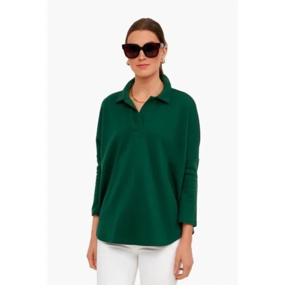 Pomander Place Tuckernuck Easy Polo Swing Sweatshirt Jaguar Green Size XS/S